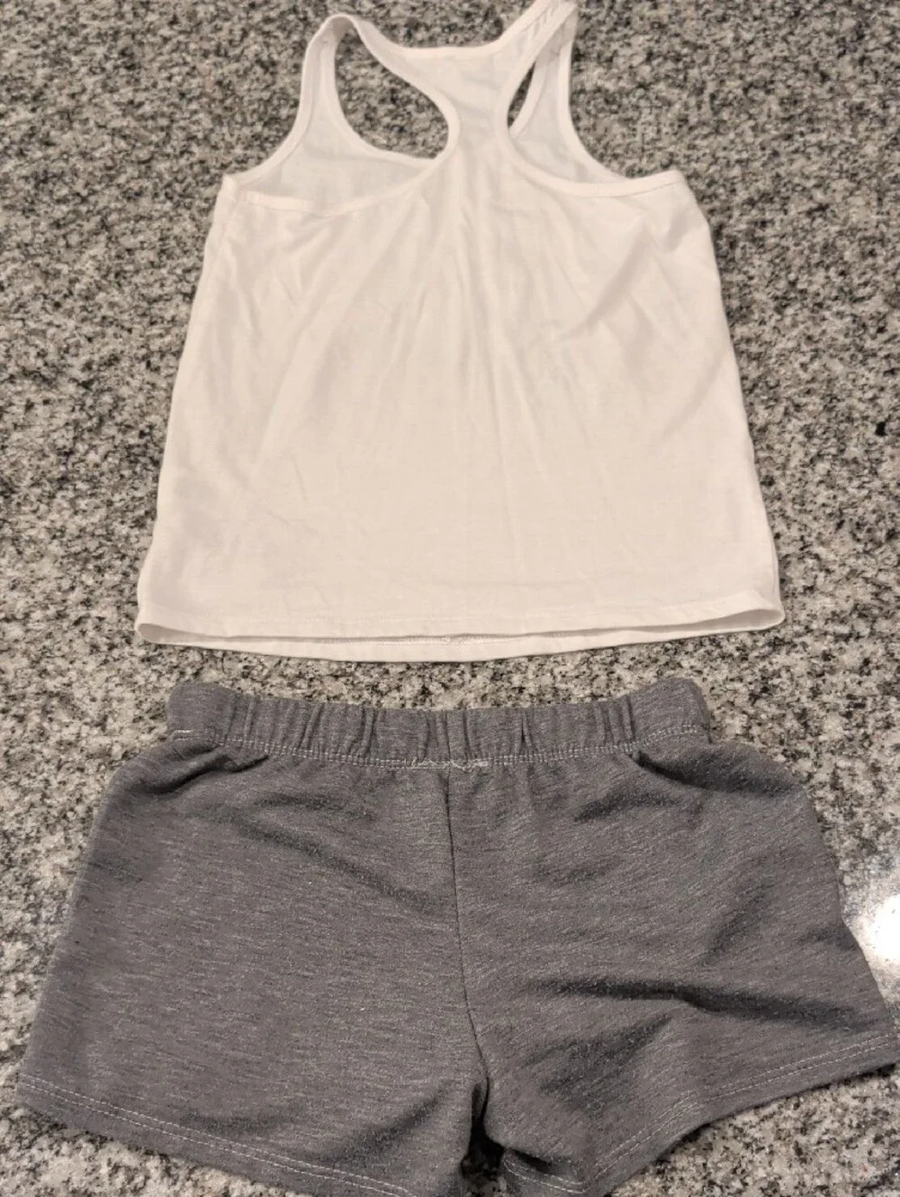 Trac White Tank & Gray Shorts Set with Glitter Star Accents